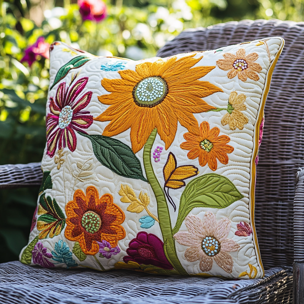 Lovable Sunflowers Quilted Pillow Case NCU0VL359