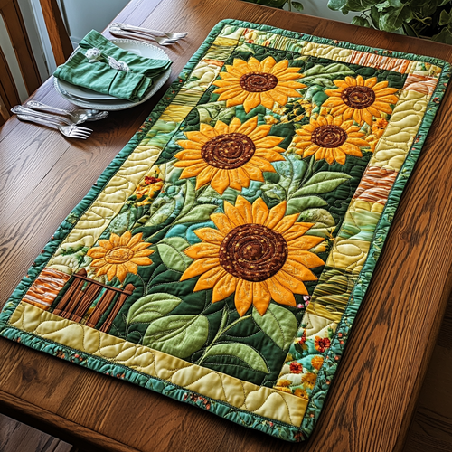 Lovable Sunflowers Quilted Placemat NCU0VL406