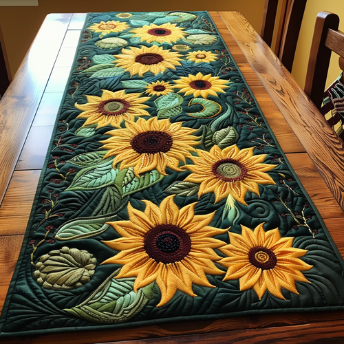 Lovable Sunflowers Quilted Table Runner NCU0VL190