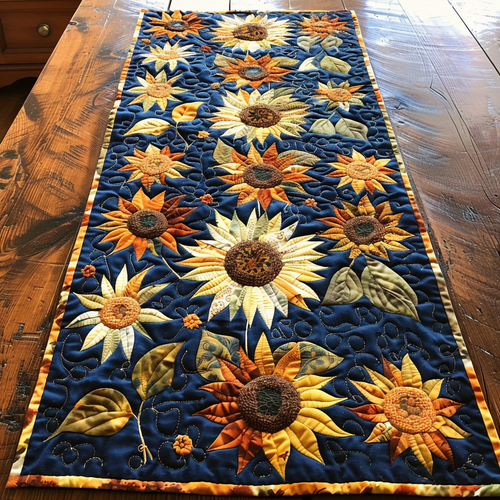 Lovable Sunflowers Quilted Table Runner NCU0VL238