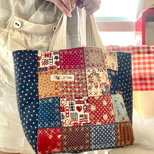 Love Patchwork Quilted Tote Bag NCU0TH603