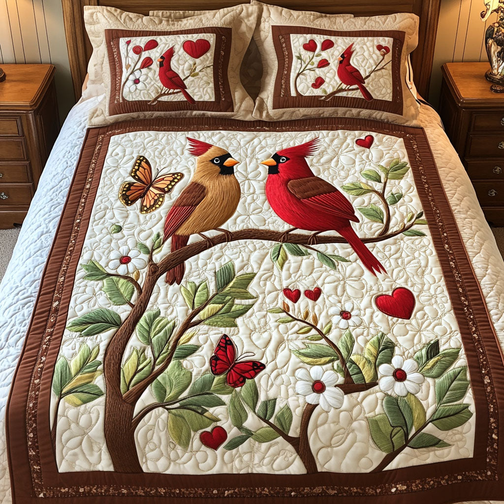 Love Birds 3-Piece Quilted Bedding Set NCU0NT2725