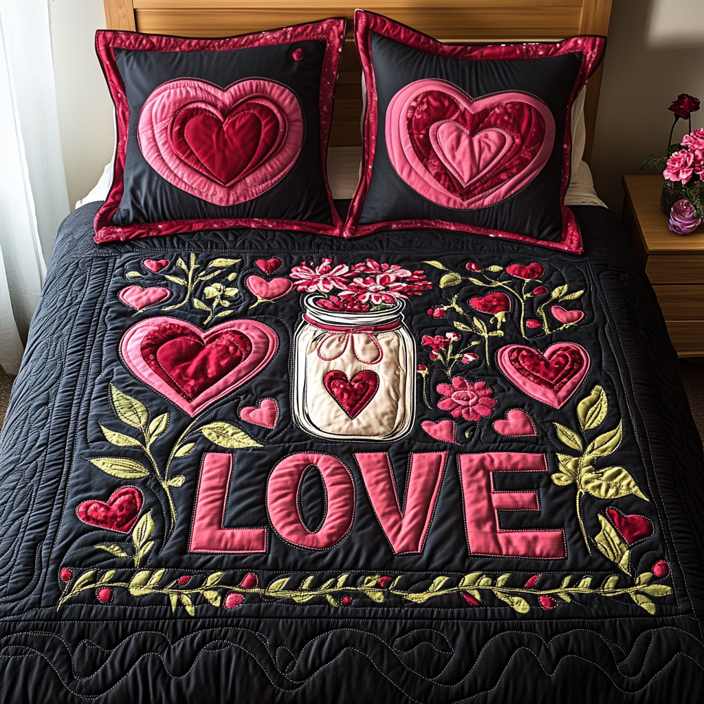 Love Captured 3-Piece Quilted Bedding Set NCU0TL2362