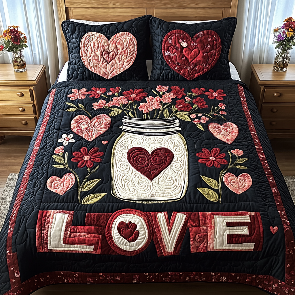 Love Garden 3-Piece Quilted Bedding Set NCU0TL2363