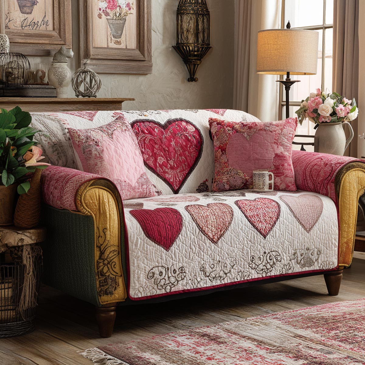 Love Patch Quilted Sofa Cover NCU0DV9123