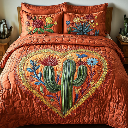 Love Succulent 3-Piece Quilted Bedding Set NCU0VH5897