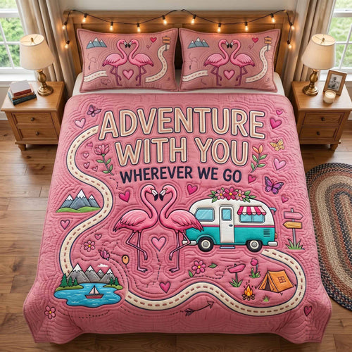 Love Trailer 3-Piece Quilted Bedding Set NCU0XD2802