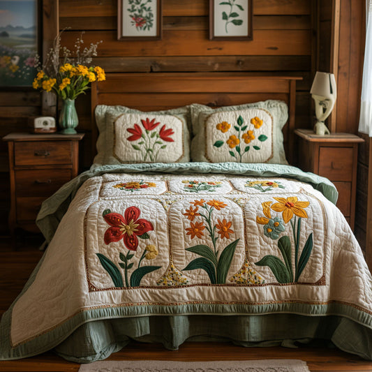 Love in Bloom 3-Piece Quilted Bedding Set NCU0PT5039