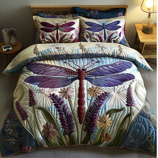 Lovely Dragonfly 3-Piece Quilted Bedding Set NCU0DK10730