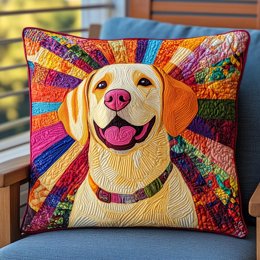 Loving Colorful Labrador Quilted Pillow Case NCU0PD721