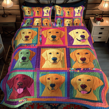 Loving Floral Labrador 3-Piece Quilted Bedding Set NCU0PD547