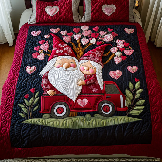 Loving Gnome Pair 3-Piece Quilted Bedding Set NCU0NT2611