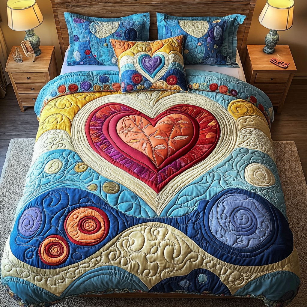 Loving Harmony 3-Piece Quilted Bedding Set NCU0DK4283