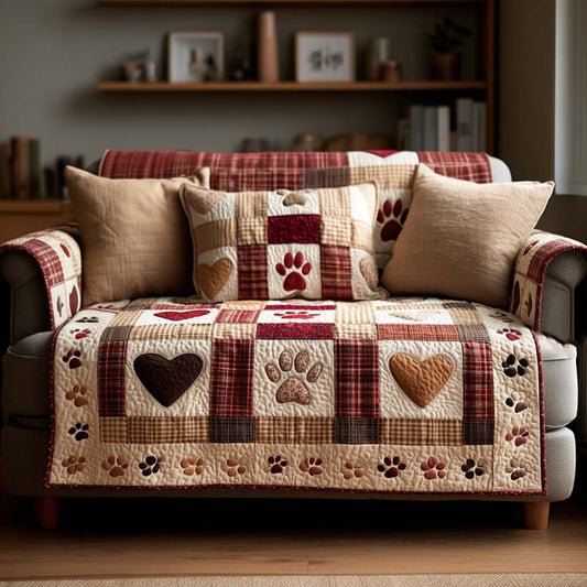 Loving Paw Trails Quilted Sofa Cover NCU0NT11731