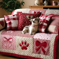 Loving Pawprints Quilted Sofa Cover NCU0NT11664