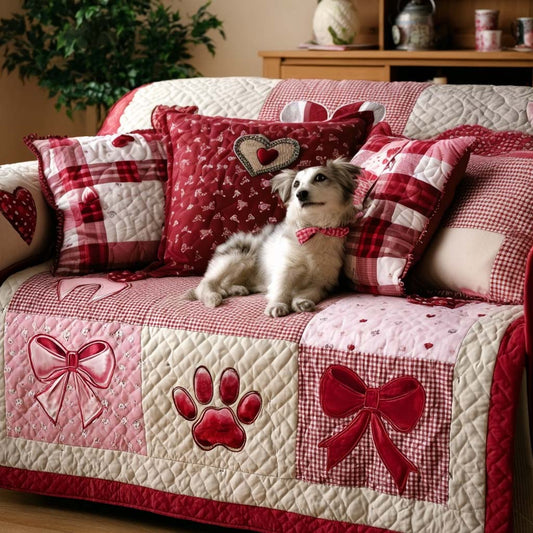Loving Pawprints Quilted Sofa Cover NCU0NT11664