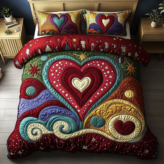 Loving Whispers 3-Piece Quilted Bedding Set NCU0DK4255