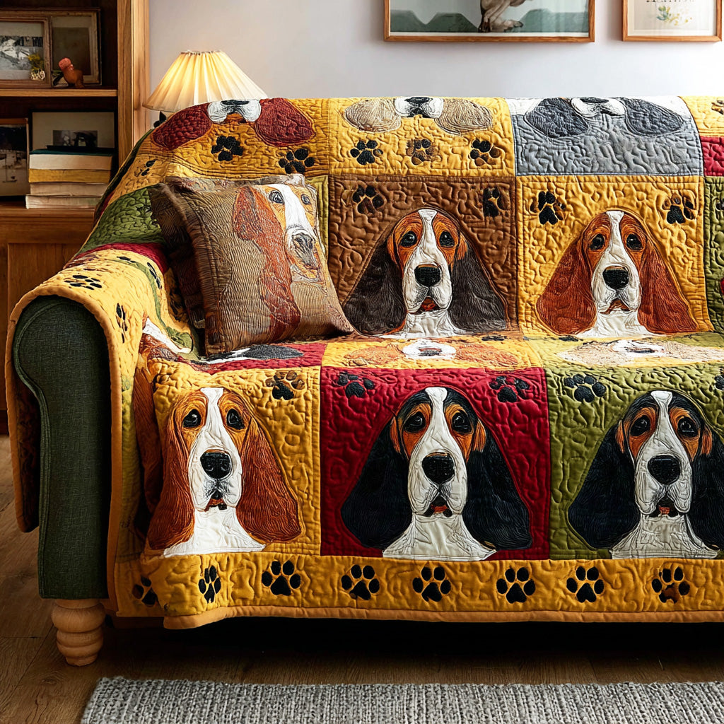Loyal Basset Quilted Sofa Cover NCU0TD2181