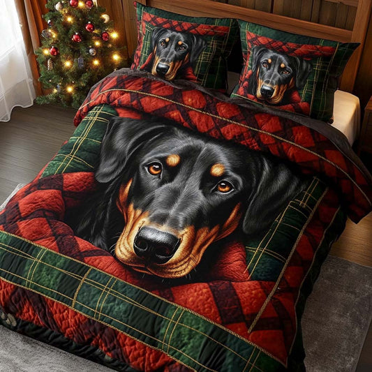 Loyal Doberman 3-Piece Quilted Bedding Set NCU0XD740