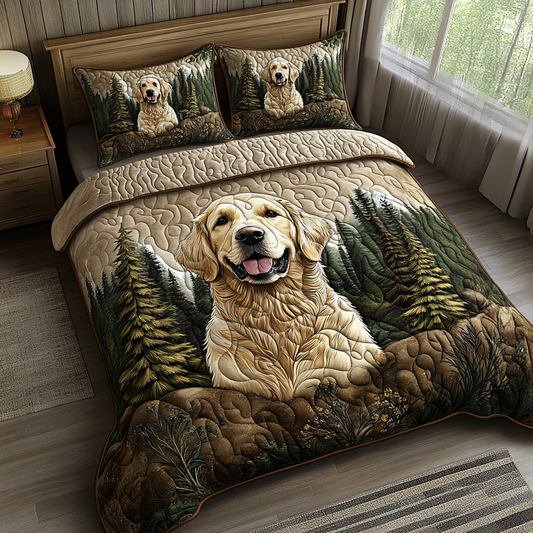 Loyal Golden 3-Piece Quilted Bedding Set NCU0DV5535