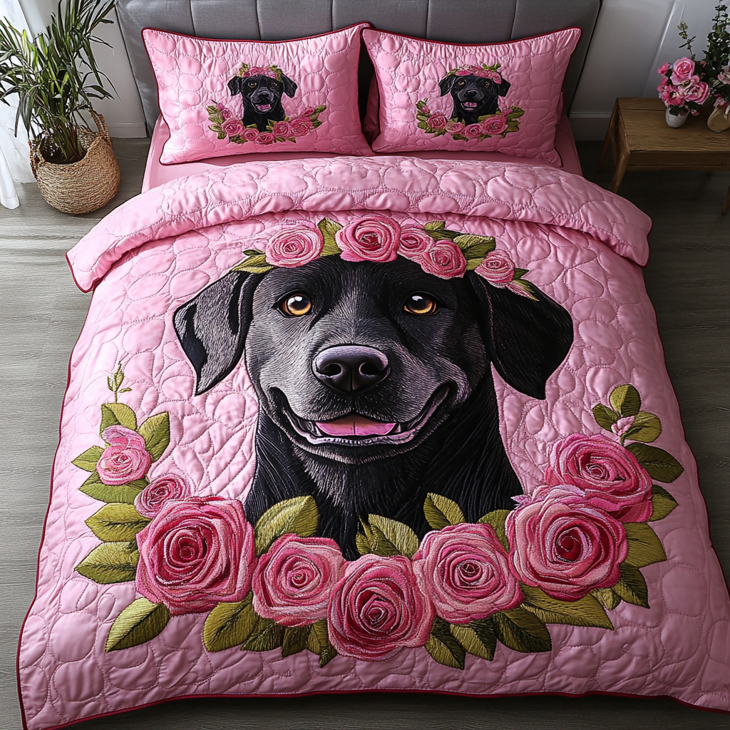Loyal Labrador 3-Piece Quilted Bedding Set NCU0DK9929
