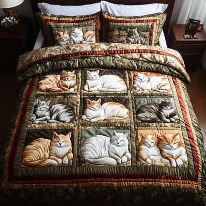 Lucky Cat 3-Piece Quilted Bedding Set NCU0DK7440