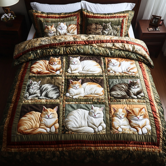 Lucky Cat 3-Piece Quilted Bedding Set NCU0DK7440