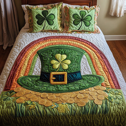 Lucky Clover Rainbow 3-Piece Quilted Bedding Set NCU0NT2872