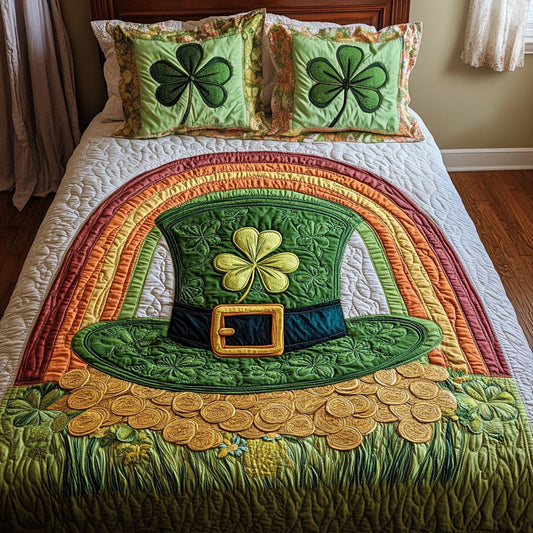Lucky Clover Rainbow 3-Piece Quilted Bedding Set NCU0NT2872