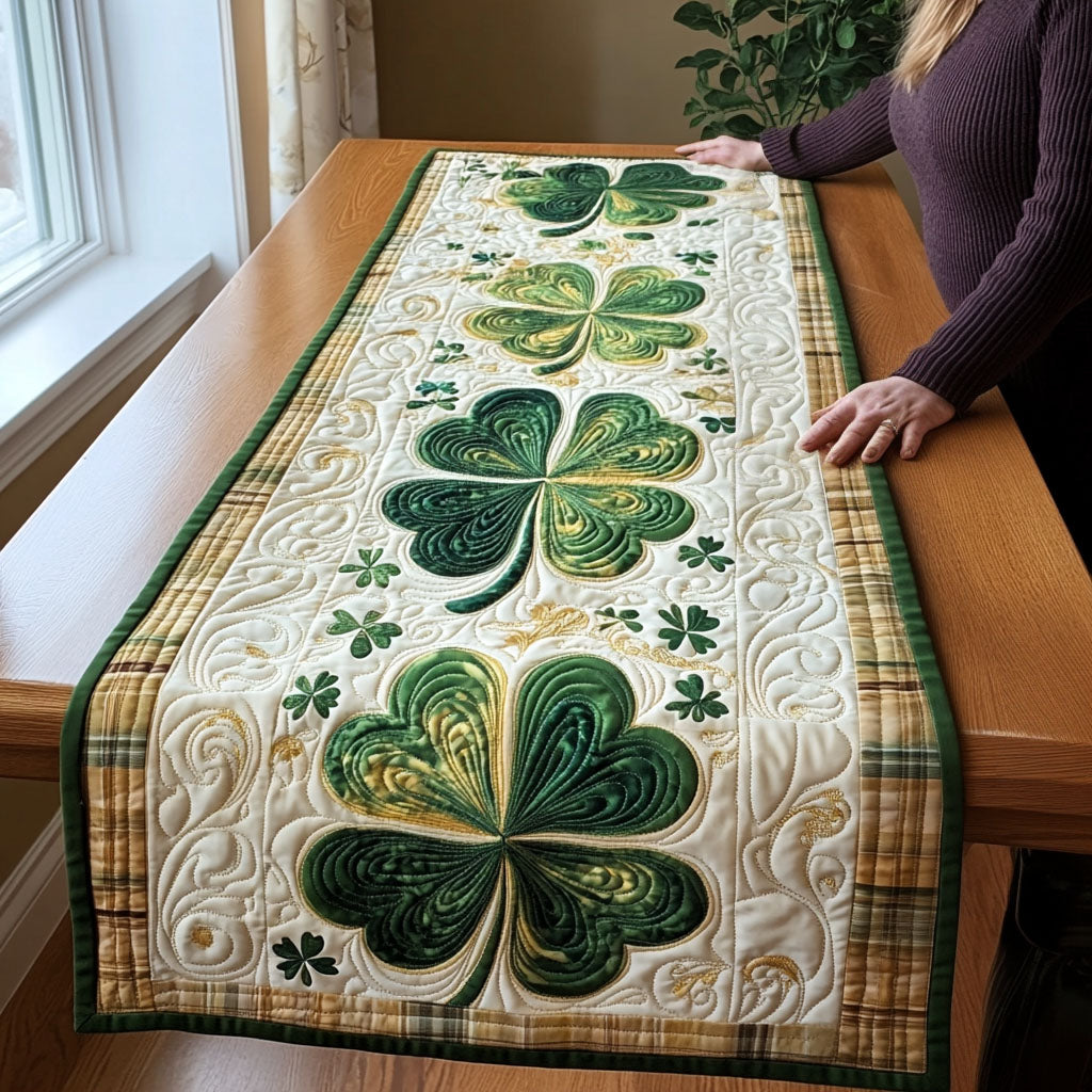 Lucky Cloverland Bliss Quilted Table Runner NCU0PT3666