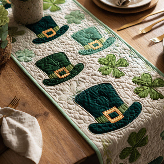 Lucky Leprechaun Clover Quilted Table Runner NCU0TV1512