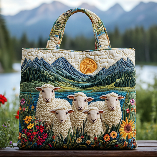 Lucky Sheep Quilted Tote Bag NCU0DK9566