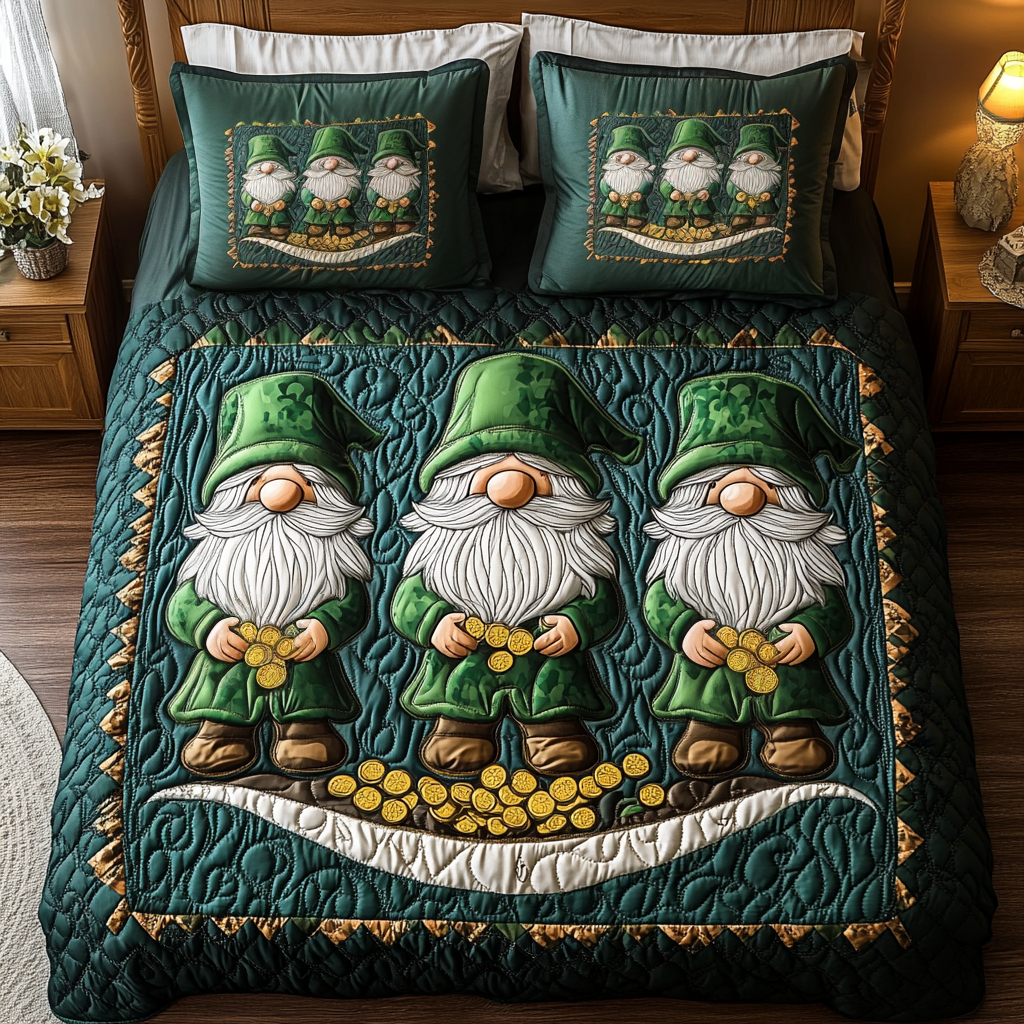 Lucky Trio Haven 3-Piece Quilted Bedding Set NCU0TL2235
