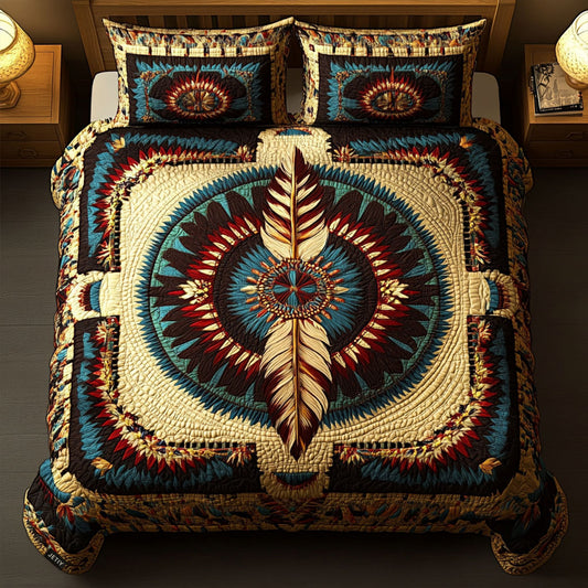Luminous Feathers 3-Piece Quilted Bedding Set NCU0PT3833