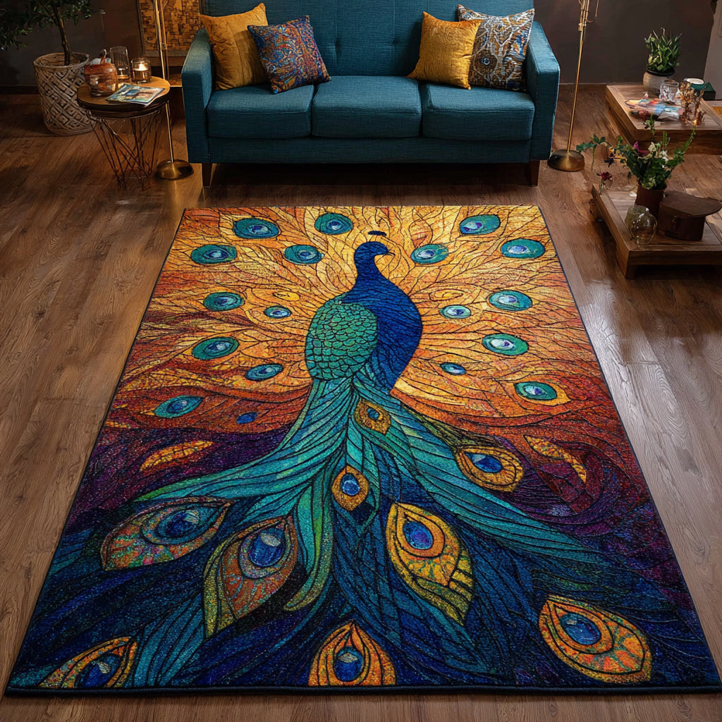 Luminous Peacock Fan Area Rug NCU0HH796 – Vantique