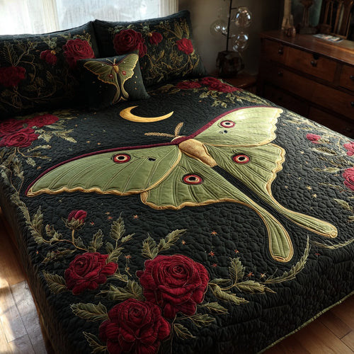 Luna Moth 3-Piece Quilted Bedding Set NCU0VL3740