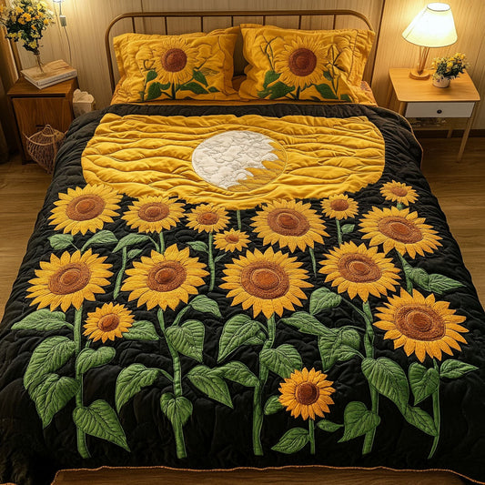 Lunar Bloom Garden 3-Piece Quilted Bedding Set NCU0NT4382