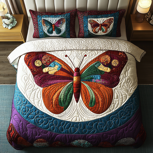 Lunar Butterfly 3-Piece Quilted Bedding Set NCU0DK10740