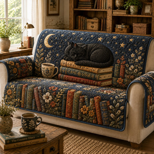 Lunar Library Panther Quilted Sofa Cover NCU0VL3893