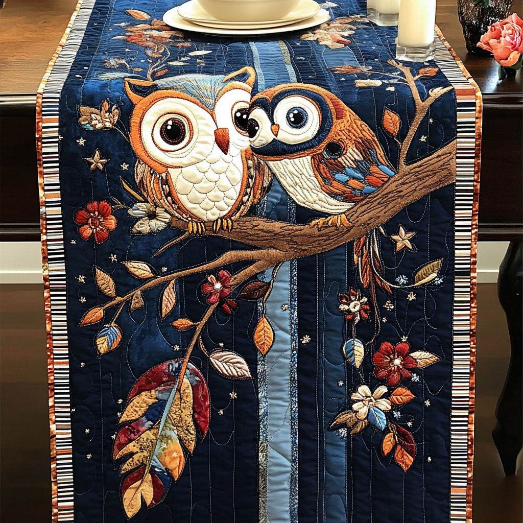 Lunar Owl Serenade Quilted Table Runner NCU0NT4148