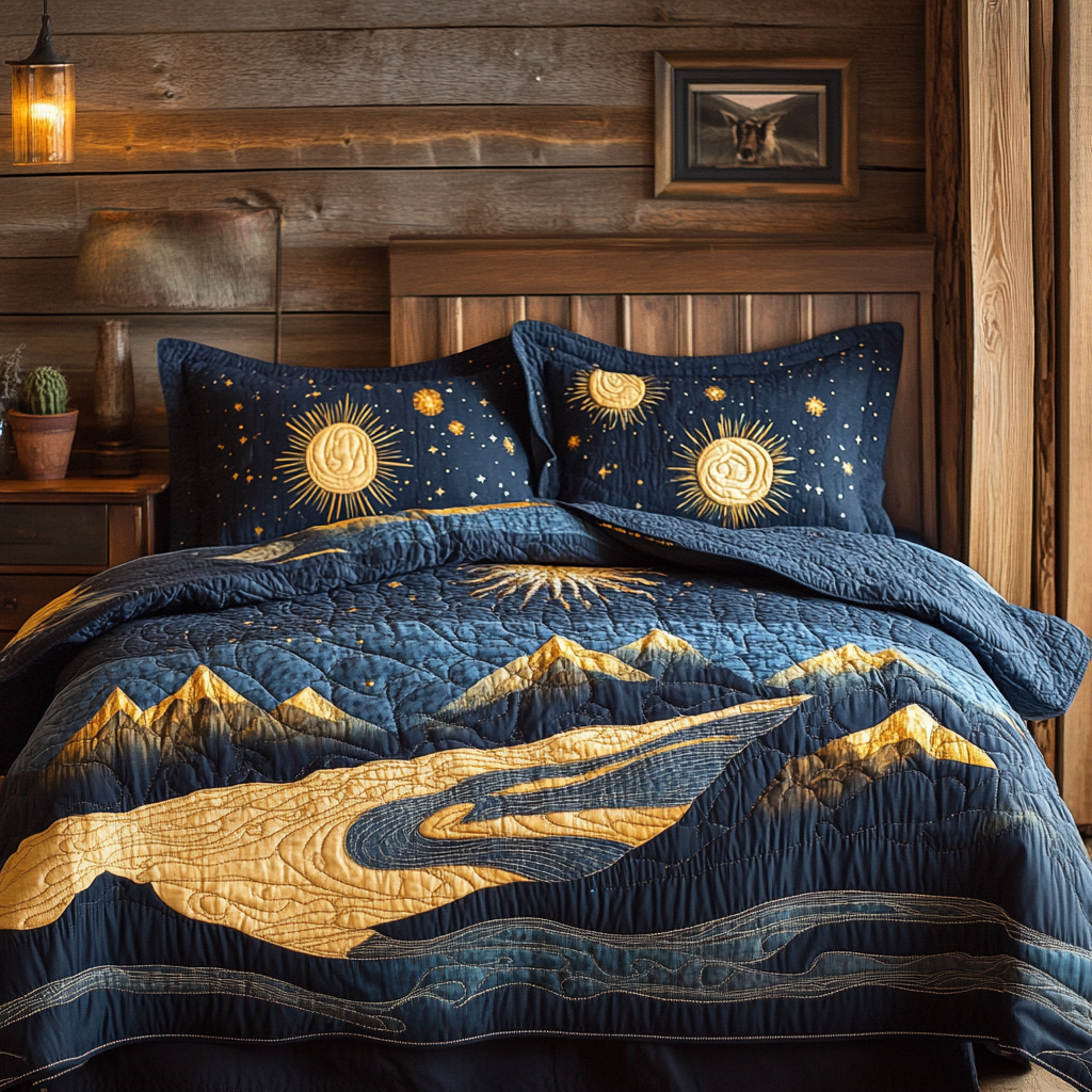 Lunar Peaks 3-Piece Quilted Bedding Set NCU0VL985