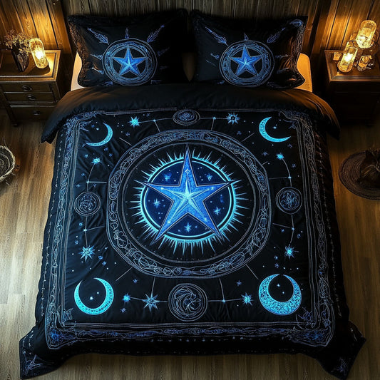 Lunar Pentacle 3-Piece Quilted Bedding Set NCU0PT3299