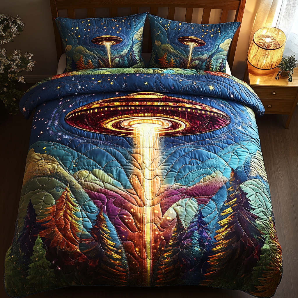 Lunar Visitors 3-Piece Quilted Bedding Set NCU0DV3001