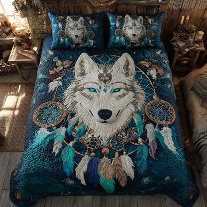 Lunar Wolf Awakening 3-Piece Quilted Bedding Set NCU0PT9835