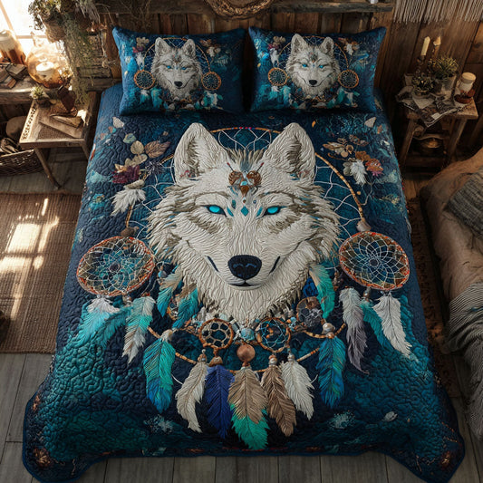 Lunar Wolf Awakening 3-Piece Quilted Bedding Set NCU0PT9835