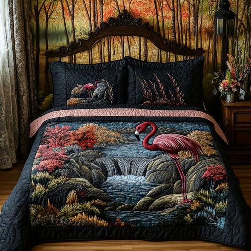 Lush Flamingo Vista 3-Piece Quilted Bedding Set NCU0PT6055