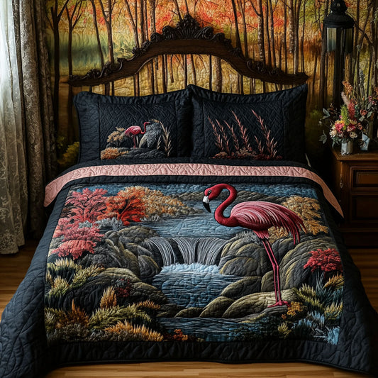 Lush Flamingo Vista 3-Piece Quilted Bedding Set NCU0PT6055