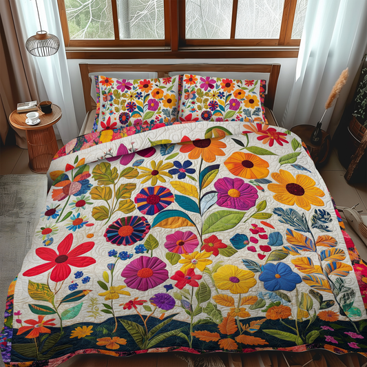Lush Flowers 3-Piece Quilted Bedding Set NCU0VL385