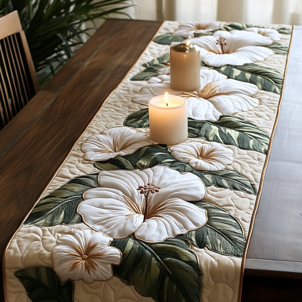 Luxe Petals Quilted Table Runner NCU0VH5031