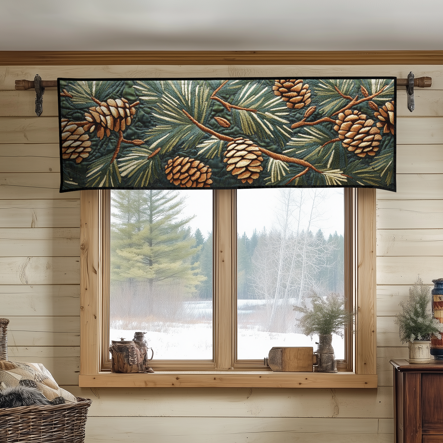 Pinecone Forest Quilted Valance NCU0VH5982
